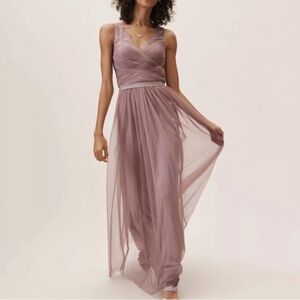 BHLDN Hitherto Fleur Lilac Chiffon Tulle Lace Gown 4 *Flaw NWT